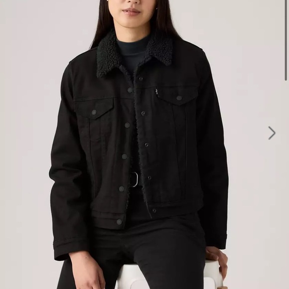 Levi’s THE ORIGINAL SHERPA TRUCKER JACKET  M Black - Picture 1 of 12